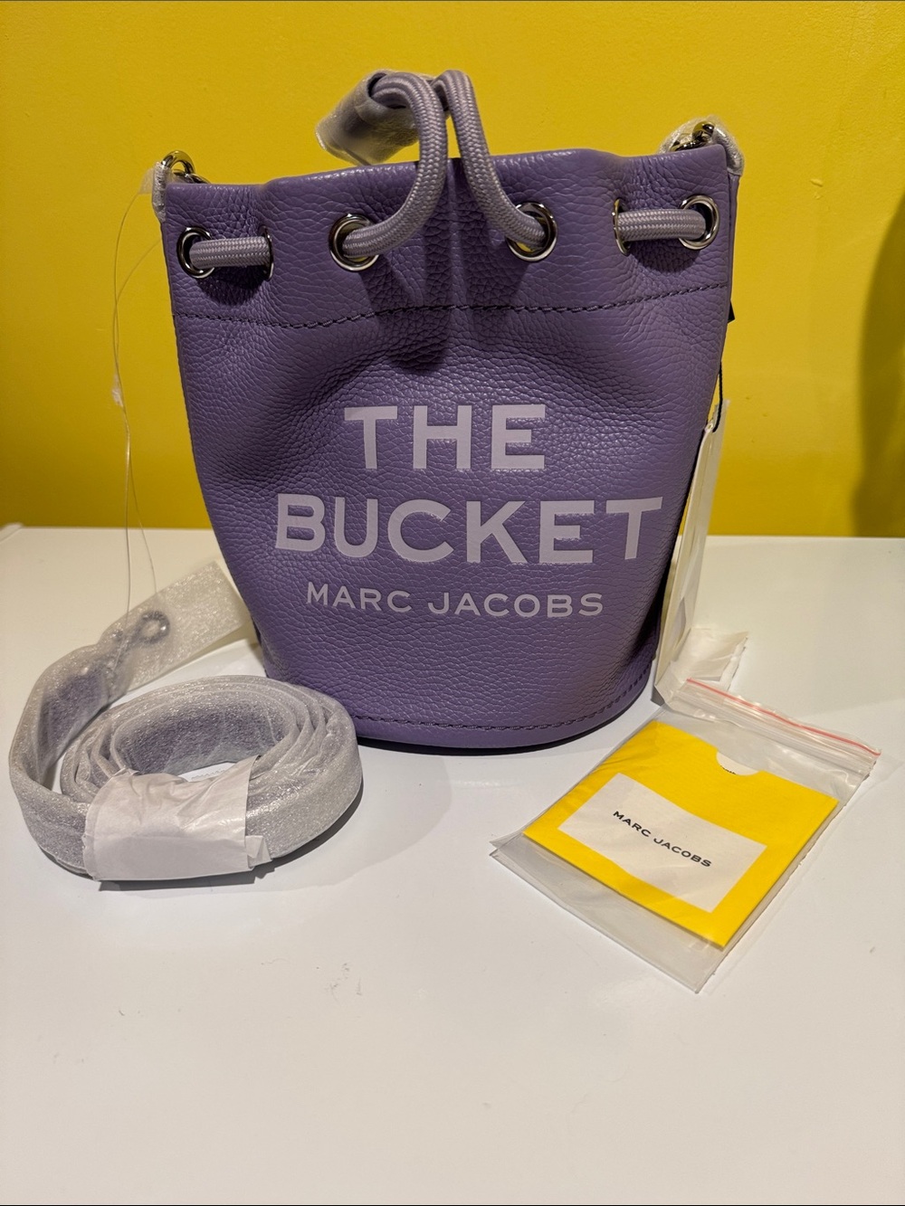 Marc Jacobs Lavender Leather Bucket Bag with Logo